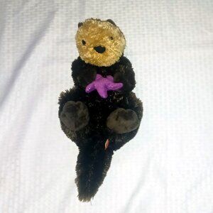 Wild Republic Sea Otter Holding Purple Starfish Stuffed Animal Plush 15”